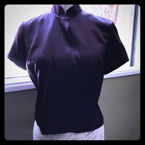 BANANA REPUBLIC PLUM SILK CHINESE STYLE CROP TOP!